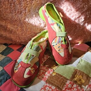 Tabarca By Pepa Spain Colorful Suede Sneakers with Patterned Fabric Size 36